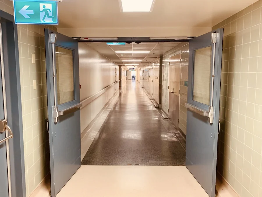 Heat-welded sheet vinyl in a clinical / healthcare corridor — code-compliant resilient flooring